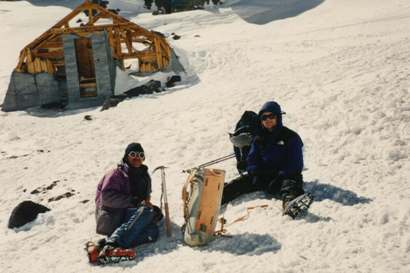 Resting at the saddle during our descent